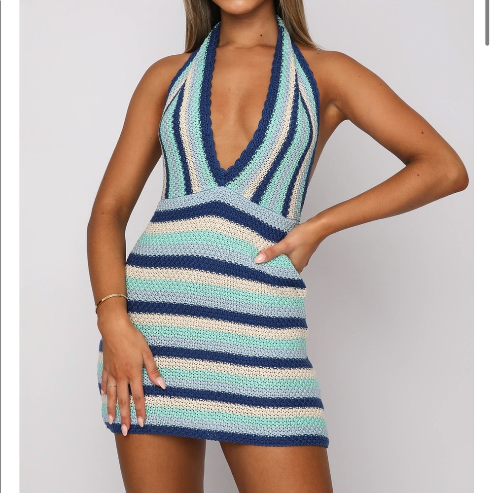 Crochet blue dress
